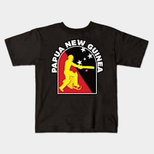 Papua New Guinea Cricket Batsman Papua New Guinea Flag Kids T-Shirt